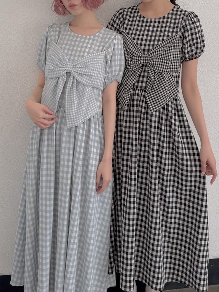 Sweet  Knot Plaid Dress New Ar - Anime Merchandise In Japanese recension och pris